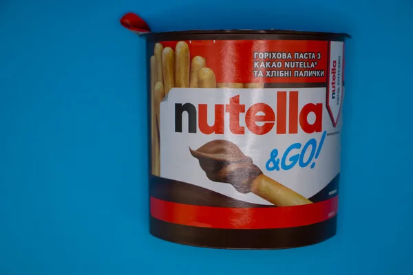 Aprile 2022 Ucraina Città Kiev Vaso Pasta Cioccolato Nutella — Foto Stock