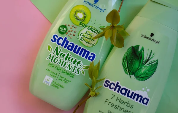 24 Nisan 2022 Ukrayna şehri renkli arka planda Kyiv Schauma şampuanı