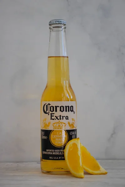 May 2022 Ukraine City Kyiv Glass Bottle Corona Extra Beer — 스톡 사진