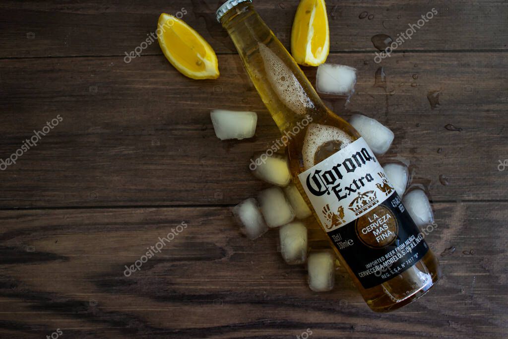 May 06, 2022 Ukraine city Kyiv glass bottle of Corona Extra beer