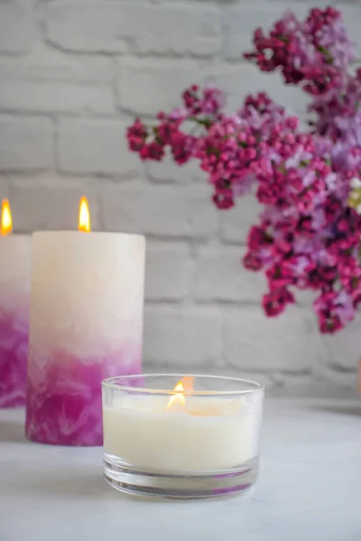 Aroma Candle Flower Lilac Apartment — Stockfoto