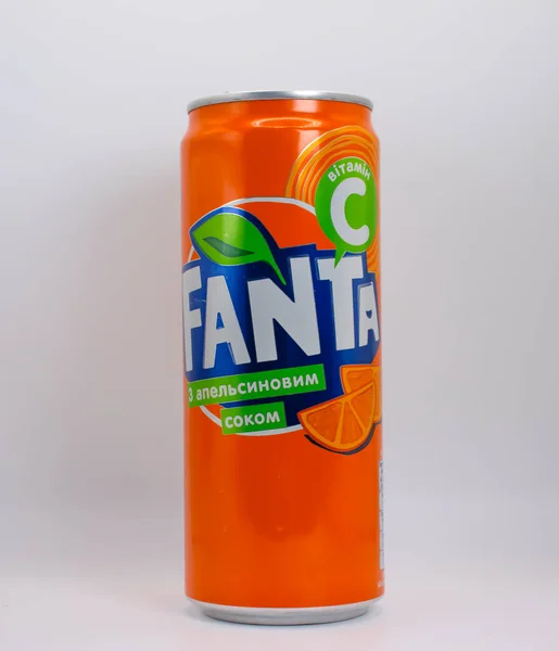 April 2022 Ukraine City Kyiv Iron Can Fanta — Zdjęcie stockowe