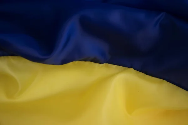 Drapeau National Ukraine Gros Plan Fond Soie — Photo