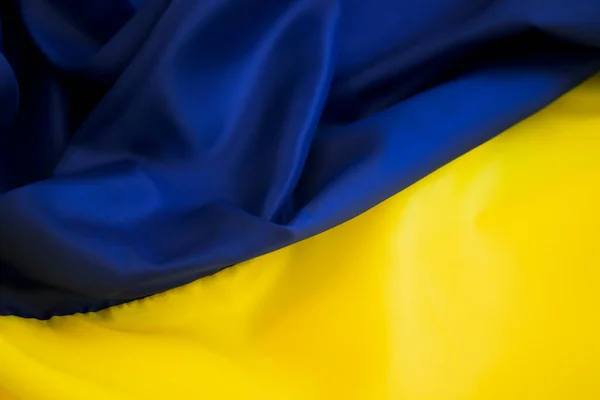 Drapeau National Ukraine Gros Plan Fond Soie — Photo