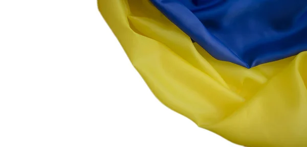 National Flag Ukraine Close Silk Background — Foto de Stock