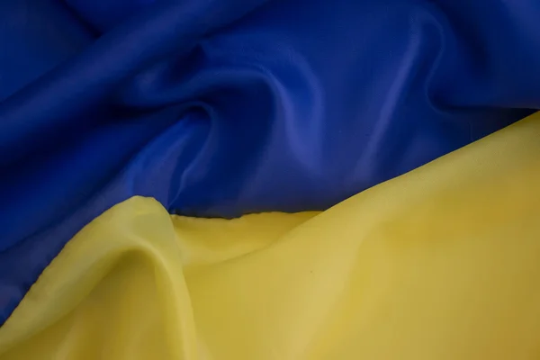 Drapeau National Ukraine Gros Plan Fond Soie — Photo