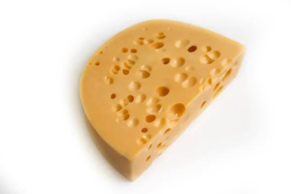 Schweizer Käse Isoliert Auf Weißem Hintergrund — Stockfoto
