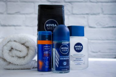 14 Haziran 2022 Kyiv, Ukrayna Erkekler için kozmetik Nivea