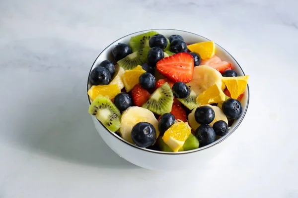 Plate Fruit Salad Light Background — Stock Photo, Image
