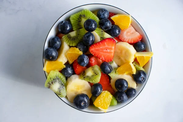 Plate Fruit Salad Light Background Stock Picture