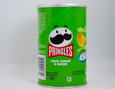 April 14, 2022 Ukraine city Kyiv Pringles chips on a light background