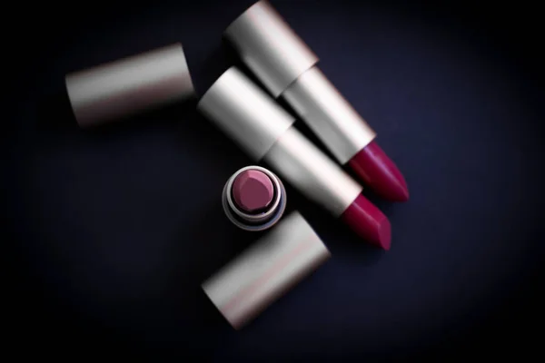 Lipstick Dark Background Cosmetics Product — 图库照片