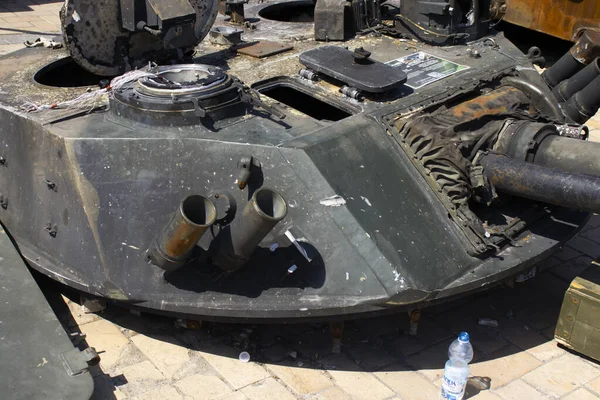 June 2022 Ukraine City Kyiv Exhibition Broken Russian Tanks City — Stockfoto