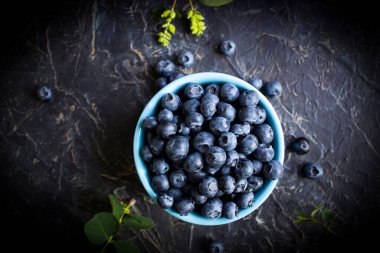Koyu arkaplanda taze yaban mersini.