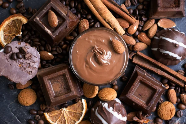 Chocolate Sweets Dark Background — Foto de Stock