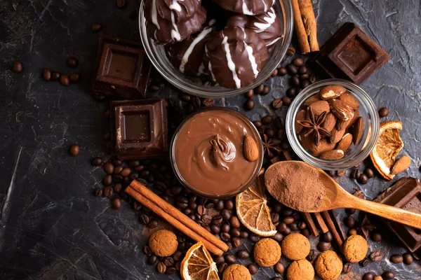 Chocolate Sweets Dark Background — Foto de Stock