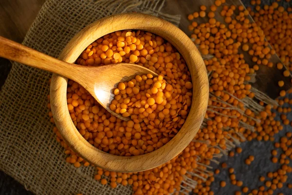 Dry Red Lentils Old Background — Stock Photo, Image