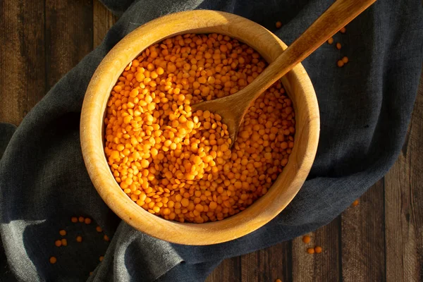 Dry Red Lentils Old Background — Stock Photo, Image