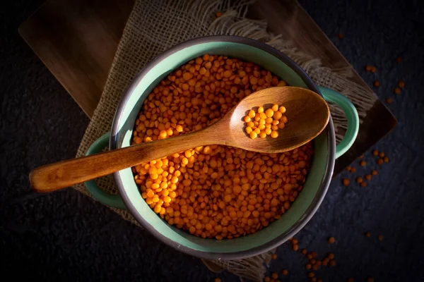 Dry Red Lentils Old Background — Stock Photo, Image