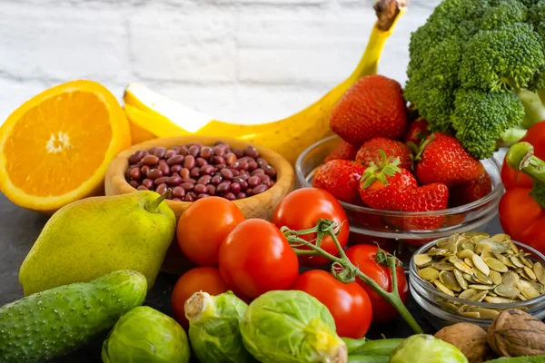 Fresh Different Vegetables Fruits — Stock Photo, Image