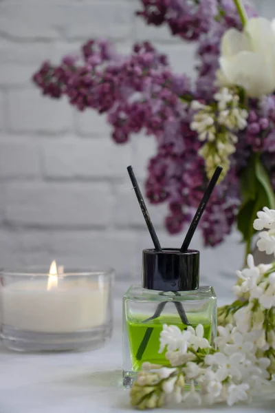 Parfym För Hem Blomma Ljus Ljus Bakgrund — Stockfoto