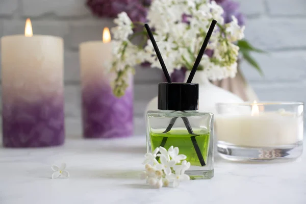 Parfym För Hem Blomma Ljus Ljus Bakgrund — Stockfoto