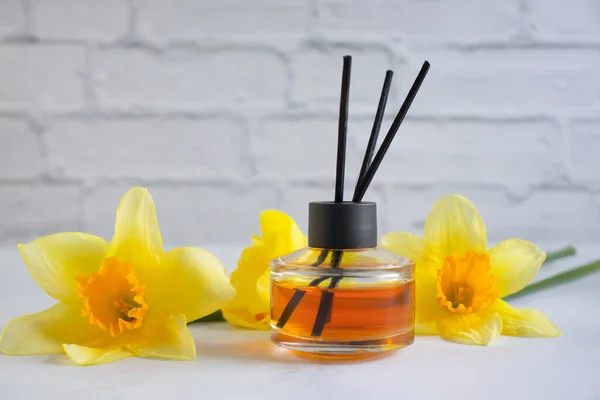Parfüm Für Hause Blume Auf Hellem Hintergrund — Stockfoto