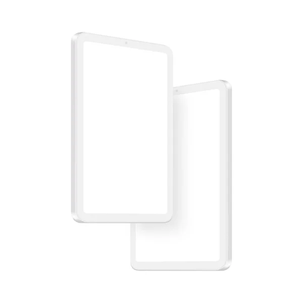 Modern Clay Tablet Computadores Mockups Com Telas Branco Side Perspective — Vetor de Stock