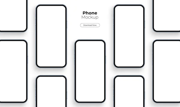 Smartphones Mockups Com Telas Branco Para Mostrar App Design Ilustração — Vetor de Stock