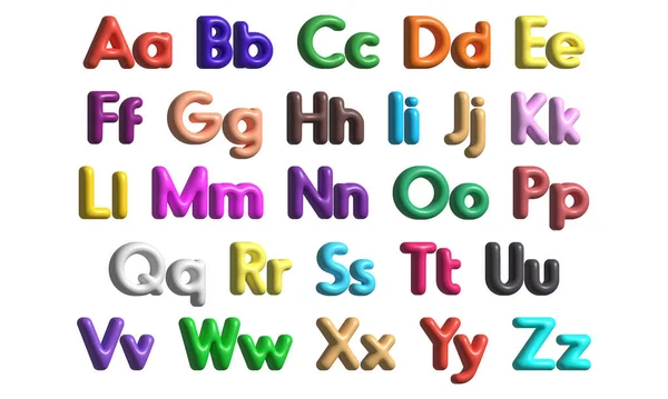 Kolorowy Angielski Alfabet Dużymi Małymi Literami Odizolowany Białym Tle Ilustracja — Zdjęcie stockowe