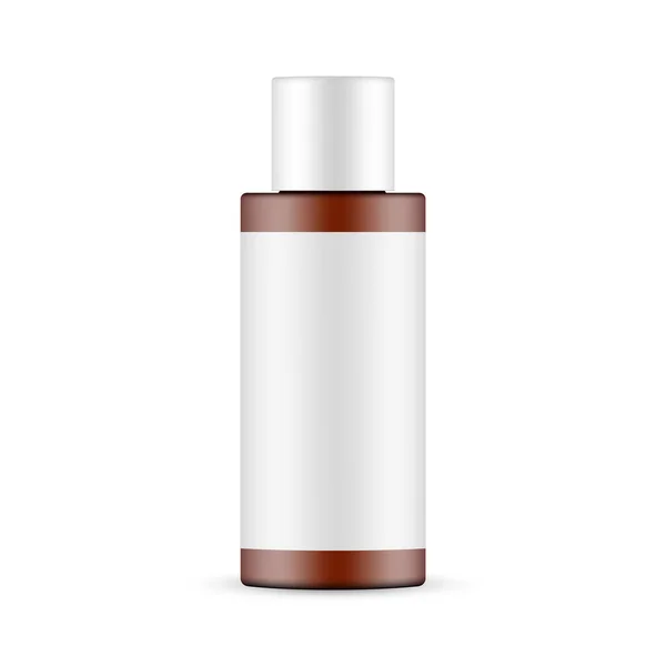 Amber Cosmetic Bottle Mockup Com Etiqueta Branco Isolado Fundo Branco — Vetor de Stock