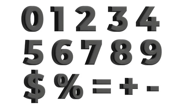 Black Numbers Dollar Percentage Equality Signs Illustration Isolated White Background — Stock Photo, Image