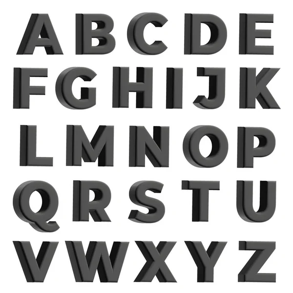 Schwarze Buchstaben Des Englischen Alphabets Illustration Isoliert Auf Weißem Hintergrund — Stockfoto