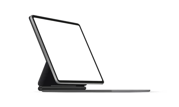 Tablet Computer Stand Case Isolado Fundo Branco Vista Lateral Ilustração — Vetor de Stock