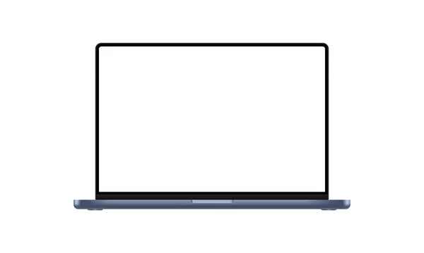 Modern Dark Blue Laptop Mockup Blank Screen Elszigetelt Fehér Háttér — Stock Vector