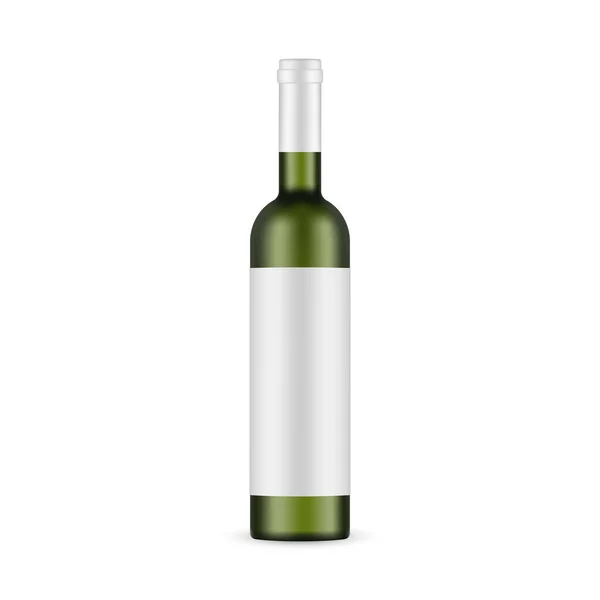 Mockup Botella Alcohol Vidrio Verde Aislado Sobre Fondo Blanco Ilustración — Vector de stock