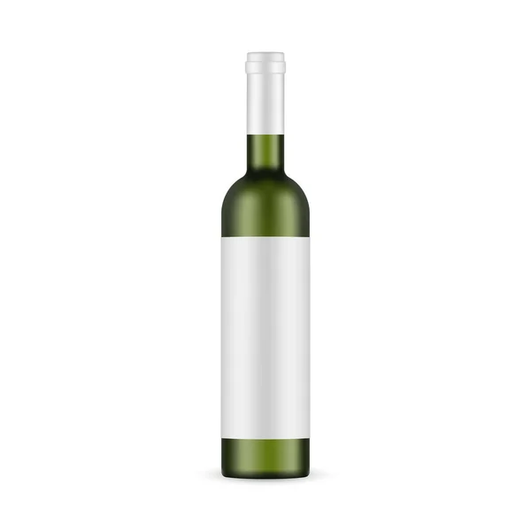 Green Glass Alcohol Bottle Mockup Isolated White Background Vector Illustration — Stock Vector