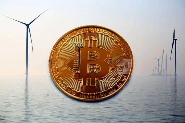 Cryptocurrency and power energy concept — Stockfoto