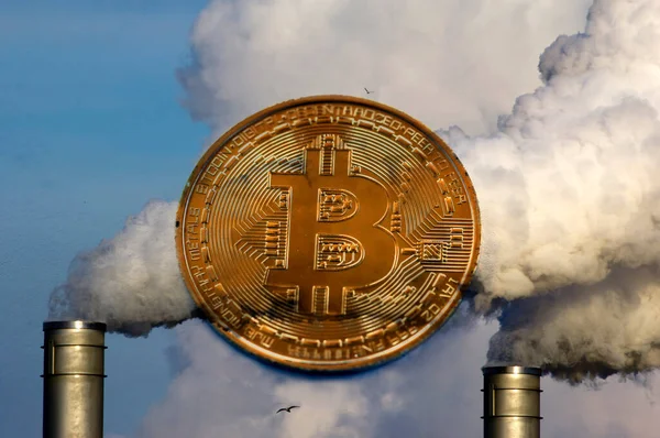 Cryptocurrency and power energy concept — Stockfoto