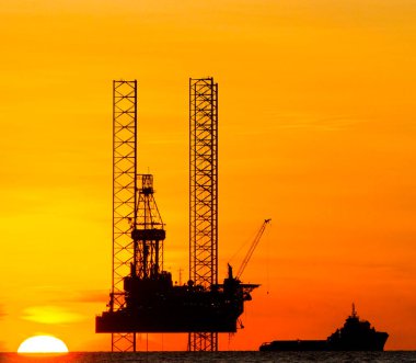 Güney Çin Denizi 'ndeki Offshore petrol platformu veya üretim platformu, Malezya