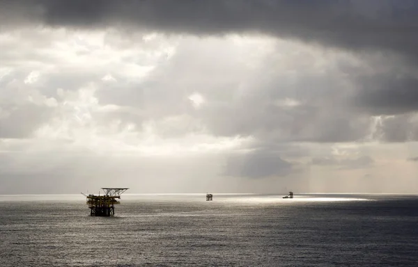 Plataforma Offshore Petróleo Plataforma Produção Mar China Meridional Malásia — Fotografia de Stock