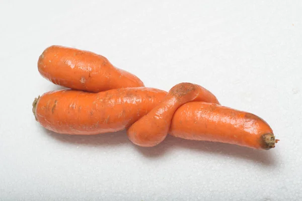 Deformed Carrot White Background Crooked Funny Ugly Vegetable Strange Shape — Stock Photo, Image