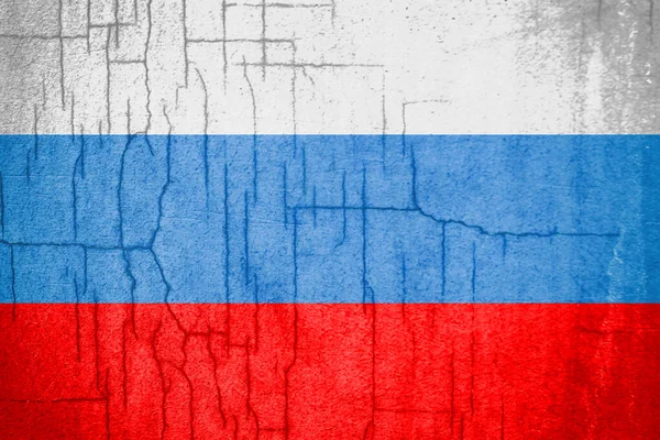 Vlag Van Rusland Geschilderd Een Betonnen Gebroken Muur Crisis Internationale — Stockfoto