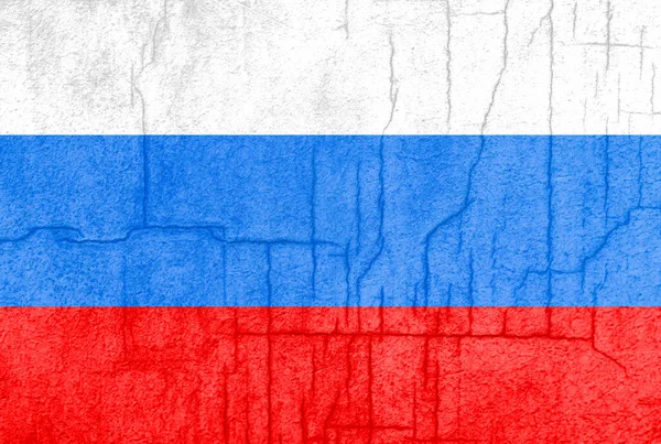 Флаг России Раскрашен Бетонной Сломанной Стене Кризис Международных Отношениях Российское — стоковое фото