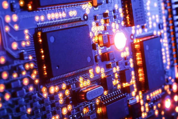 Microchips Procesadores Computadora Placa Circuito Electrónico Tecnología Hardware Informático Fondo —  Fotos de Stock