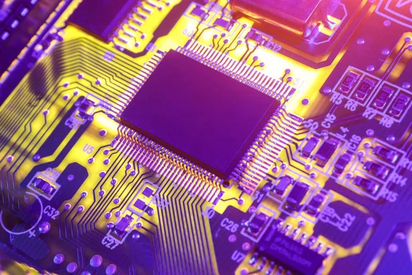 Microchips Procesadores Computadora Placa Circuito Electrónico Tecnología Hardware Informático Fondo — Foto de Stock