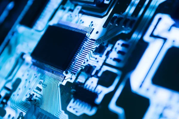 Microchips Procesadores Computadora Placa Circuito Electrónico Tecnología Hardware Informático Fondo —  Fotos de Stock