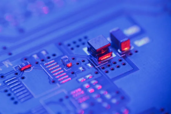 Computer Mikrochips Und Prozessoren Auf Elektronischer Platine Computerhardwaretechnologie Abstrakte Technologie — Stockfoto
