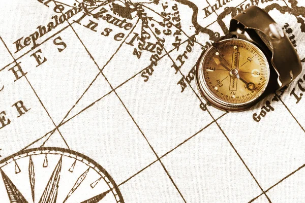 Magnetic Old Compass World Vintage Map Travel Geography Navigation Tourism — Stock Photo, Image