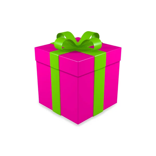 Rózsaszín Karácsonyi Ajándék Zöld — Stock Fotó